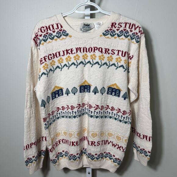 Vintage Northern Reflections Alphabet Cottagecore Knit Sweater Small - Picture 2 of 4